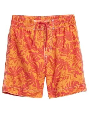 NWT Baby Gap Boys Orange & Coral Tropical Print Swim Shorts